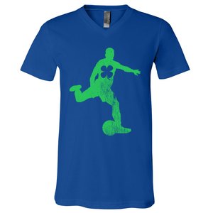 Soccer Shamrock St Patrick's Day Irish Saint Paddy's Meaningful Gift V-Neck T-Shirt