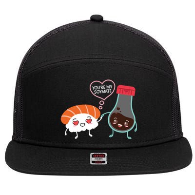 Soymate Soy Sauce Japanese Sushi Couples Chef Foodie Gift 7 Panel Mesh Trucker Snapback Hat