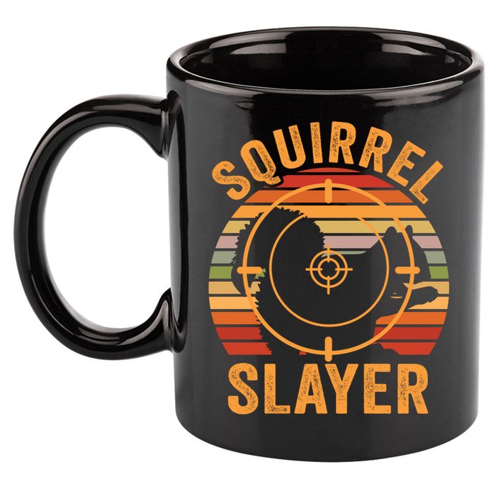 Squirrel Slayer Squirrel Hunting Gift 11oz C Handle Ceramic Mug