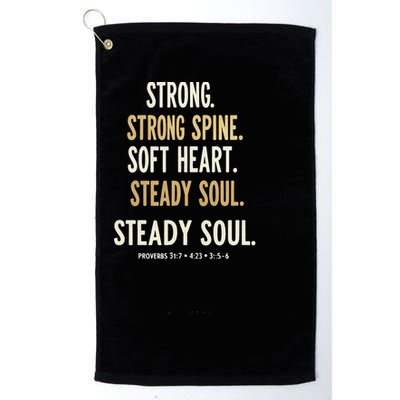 Strong Spine Soft Heart Steady Soul Bible Verse Golf Towel