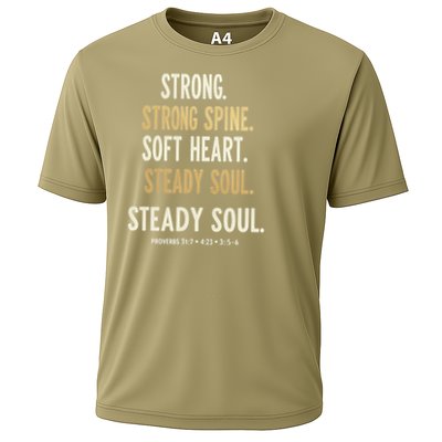 Strong Spine Soft Heart Steady Soul Bible Verse Cooling Performance Crew T-Shirt