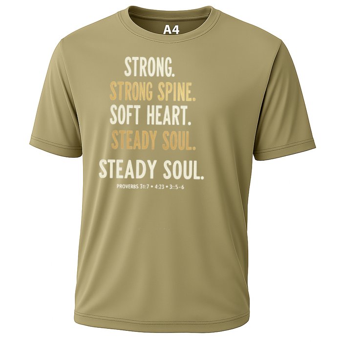 Strong Spine Soft Heart Steady Soul Bible Verse Cooling Performance Crew T-Shirt