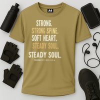Strong Spine Soft Heart Steady Soul Bible Verse Cooling Performance Crew T-Shirt