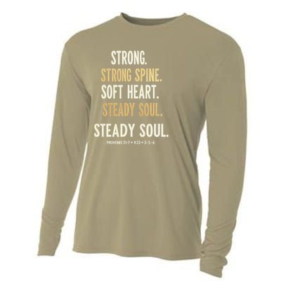 Strong Spine Soft Heart Steady Soul Bible Verse Cooling Performance Long Sleeve Crew
