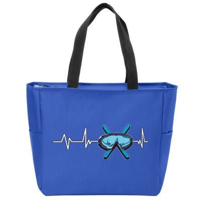 Skiing Ski Skier Heartbeat Skiing Gift Skiing Cool Gift Zip Tote Bag