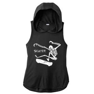 Skateboarding Skeleton Skater Gift Ladies PosiCharge Tri-Blend Wicking Draft Hoodie Tank