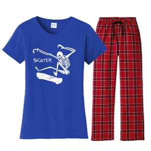 Skateboarding Skeleton Skater Gift Women's Flannel Pajama Set