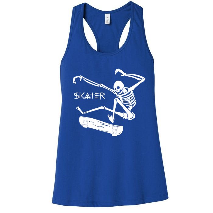 Skateboarding Skeleton Skater Gift Women's Racerback Tank