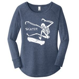 Skateboarding Skeleton Skater Gift Women's Perfect Tri Tunic Long Sleeve Shirt