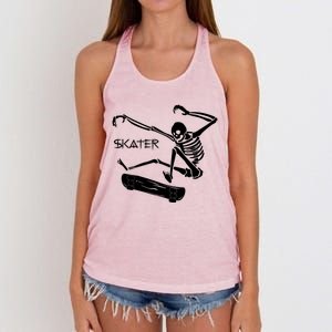 Skateboarding Skeleton Skater Gift Women's Knotted Racerback Tank