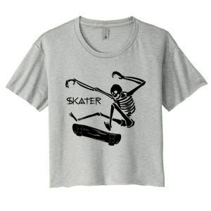 Skateboarding Skeleton Skater Gift Women's Crop Top Tee