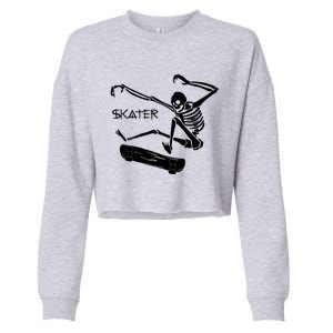 Skateboarding Skeleton Skater Gift Cropped Pullover Crew