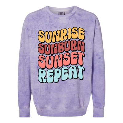 Sunrise Sunburn Sunset Repeat Vacation Retro Gift Colorblast Crewneck Sweatshirt