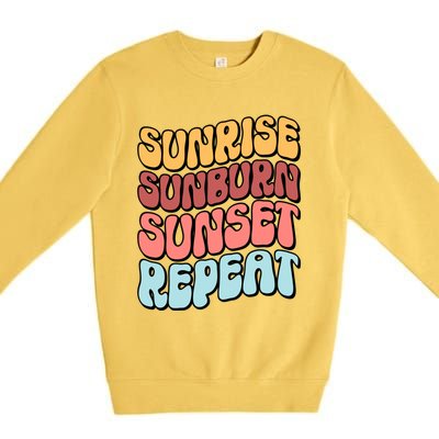 Sunrise Sunburn Sunset Repeat Vacation Retro Gift Premium Crewneck Sweatshirt