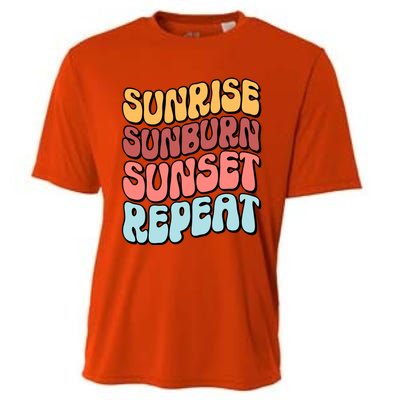 Sunrise Sunburn Sunset Repeat Vacation Retro Gift Cooling Performance Crew T-Shirt