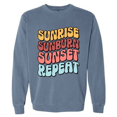 Sunrise Sunburn Sunset Repeat Vacation Retro Gift Garment-Dyed Sweatshirt