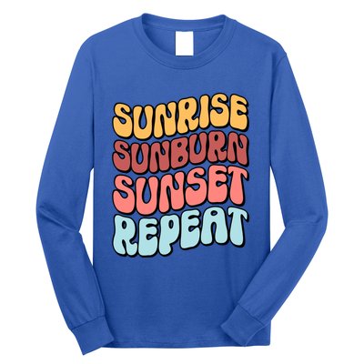 Sunrise Sunburn Sunset Repeat Vacation Retro Gift Long Sleeve Shirt