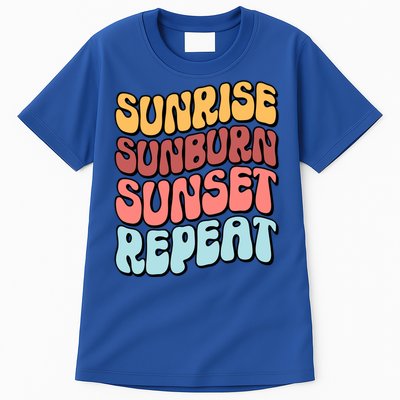 Sunrise Sunburn Sunset Repeat Vacation Retro Gift Tall T-Shirt