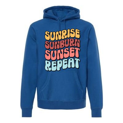 Sunrise Sunburn Sunset Repeat Vacation Retro Gift Premium Hoodie