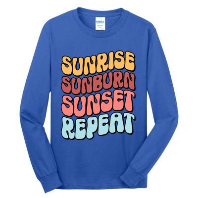 Sunrise Sunburn Sunset Repeat Vacation Retro Gift Tall Long Sleeve T-Shirt