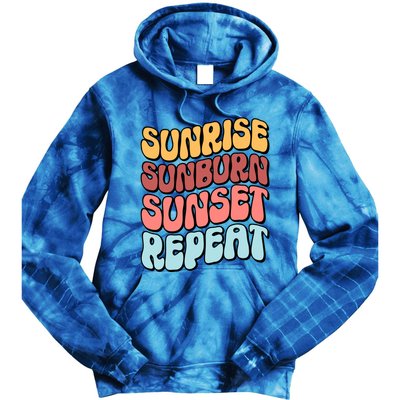 Sunrise Sunburn Sunset Repeat Vacation Retro Gift Tie Dye Hoodie