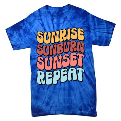 Sunrise Sunburn Sunset Repeat Vacation Retro Gift Tie-Dye T-Shirt