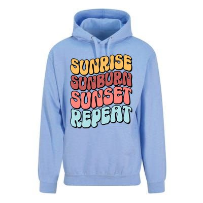 Sunrise Sunburn Sunset Repeat Vacation Retro Gift Unisex Surf Hoodie