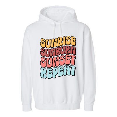 Sunrise Sunburn Sunset Repeat Vacation Retro Gift Garment-Dyed Fleece Hoodie