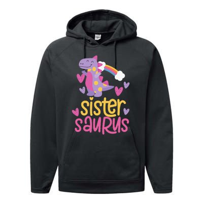 Sistersaurus Sister Saurus Dinosaur Performance Fleece Hoodie