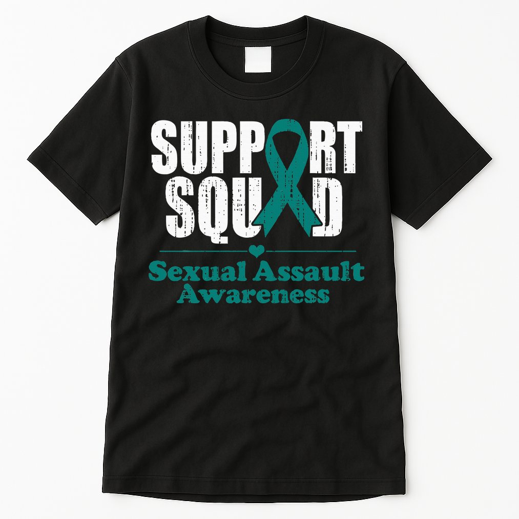 Support Squad Sexual Assault Awareness Month Teal Ribbon Tall T-Shirt