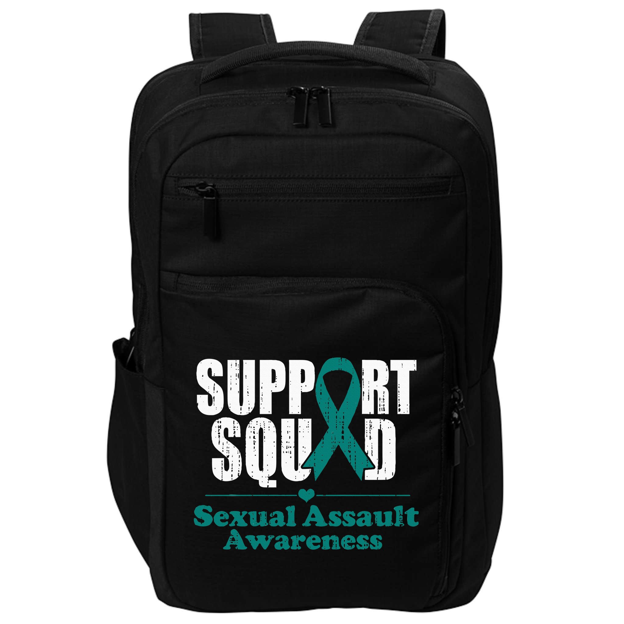 Support Squad Sexual Assault Awareness Month Teal Ribbon Impact Tech Backpack