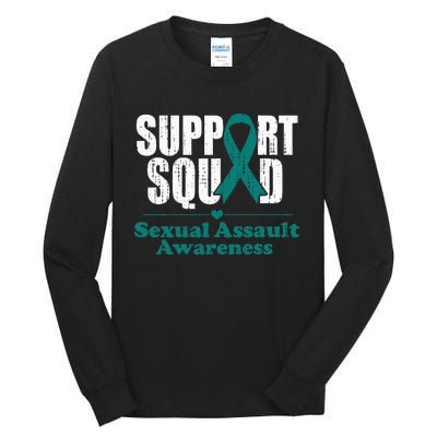 Support Squad Sexual Assault Awareness Month Teal Ribbon Tall Long Sleeve T-Shirt