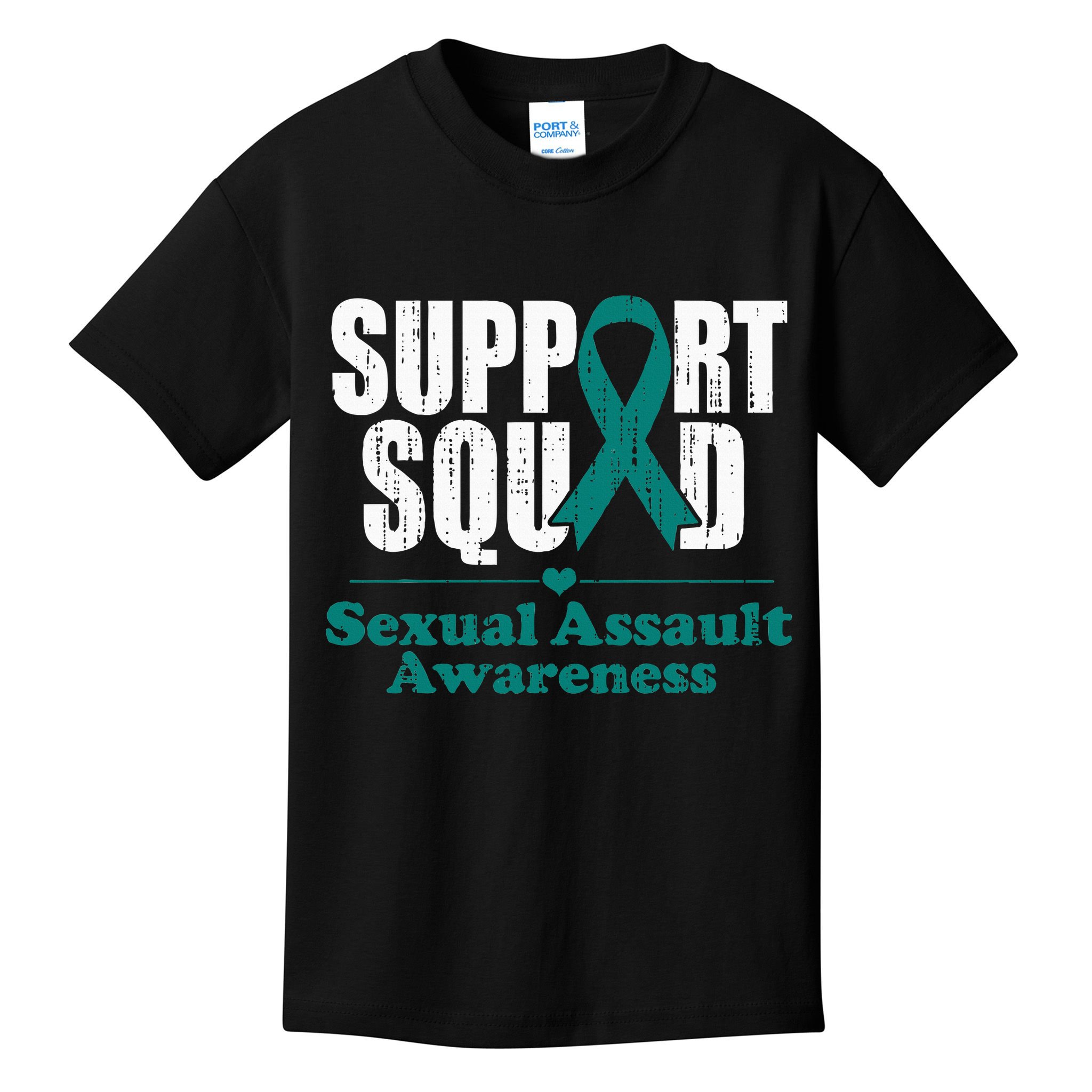 Support Squad Sexual Assault Awareness Month Teal Ribbon Kids T-Shirt