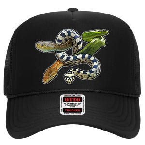 Snakes Snake Species Herpetology High Crown Mesh Back Trucker Hat