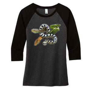 Snakes Snake Species Herpetology Women's Tri-Blend 3/4-Sleeve Raglan Shirt