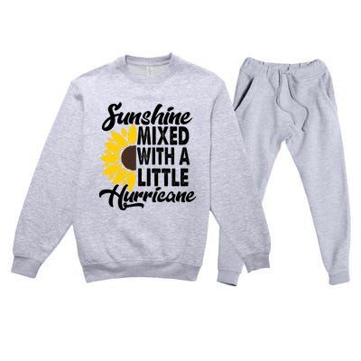 Sunflower She's Sunshine Mixed With A Little Hurricane Cute Gift Premium Crewneck Sweatsuit Set