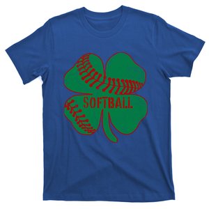 Softball Shamrock St Patricks Day Funny Gift Baseball Lover Funny Gift T-Shirt