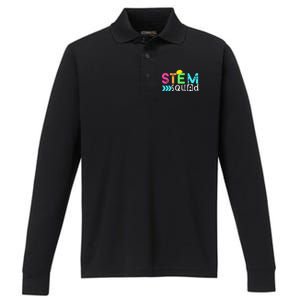 STEM Squad Science Technology Engineering Math Teacher Gift Performance Long Sleeve Polo