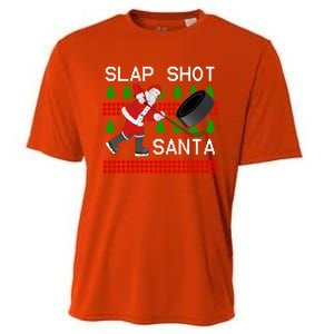 Slap Shot Santa Hockey Christmas Gift Office Christmas Party Meaningful Gift Cooling Performance Crew T-Shirt