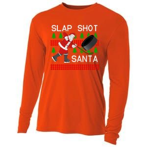 Slap Shot Santa Hockey Christmas Gift Office Christmas Party Meaningful Gift Cooling Performance Long Sleeve Crew