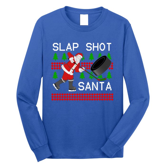 Slap Shot Santa Hockey Christmas Gift Office Christmas Party Meaningful Gift Long Sleeve Shirt