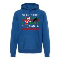 Slap Shot Santa Hockey Christmas Gift Office Christmas Party Meaningful Gift Premium Hoodie