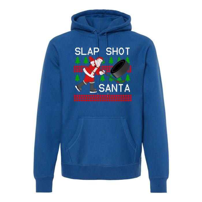 Slap Shot Santa Hockey Christmas Gift Office Christmas Party Meaningful Gift Premium Hoodie