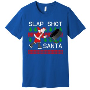 Slap Shot Santa Hockey Christmas Gift Office Christmas Party Meaningful Gift Premium T-Shirt