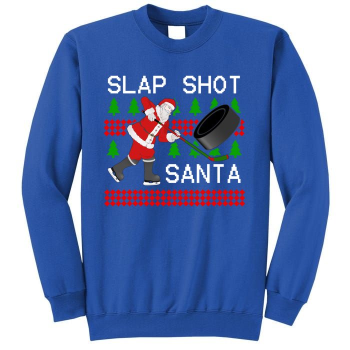 Slap Shot Santa Hockey Christmas Gift Office Christmas Party Meaningful Gift Tall Sweatshirt