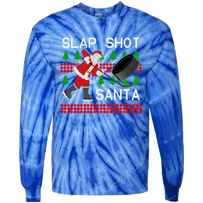 Slap Shot Santa Hockey Christmas Gift Office Christmas Party Meaningful Gift Tie-Dye Long Sleeve Shirt