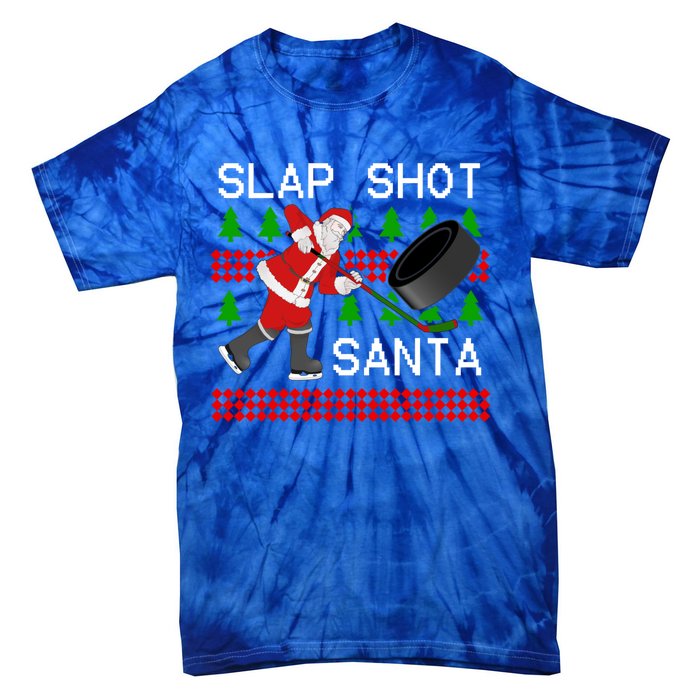 Slap Shot Santa Hockey Christmas Gift Office Christmas Party Meaningful Gift Tie-Dye T-Shirt