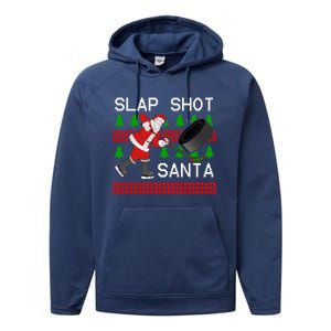 Slap Shot Santa Hockey Christmas Gift Office Christmas Party Meaningful Gift Performance Fleece Hoodie