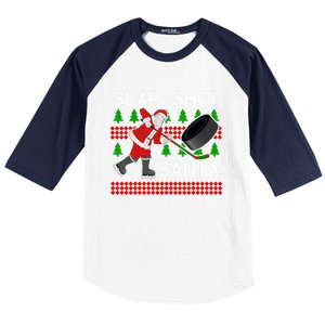 Slap Shot Santa Hockey Christmas Gift Office Christmas Party Meaningful Gift Baseball Sleeve Shirt