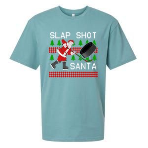 Slap Shot Santa Hockey Christmas Gift Office Christmas Party Meaningful Gift Sueded Cloud Jersey T-Shirt